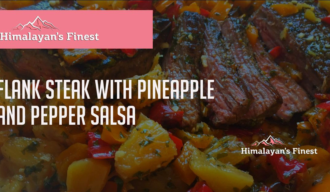 Flank Steak with Pineapple and pepper salsa